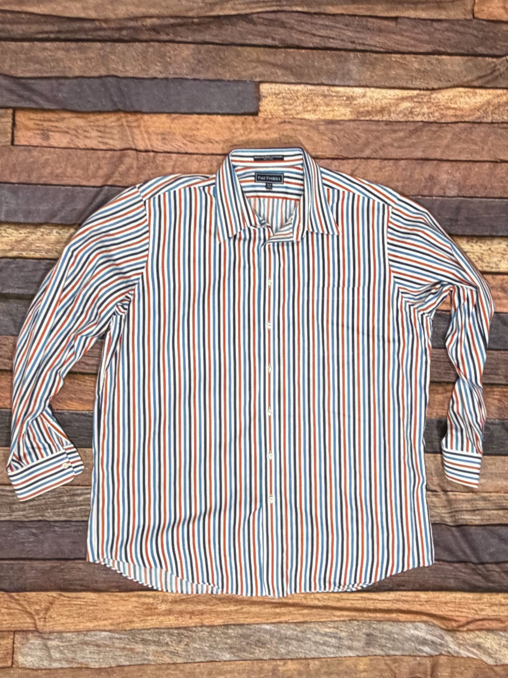 Paul Fredrick Striped Multicolor Dress Suit Long Sleeve Men's Shirt